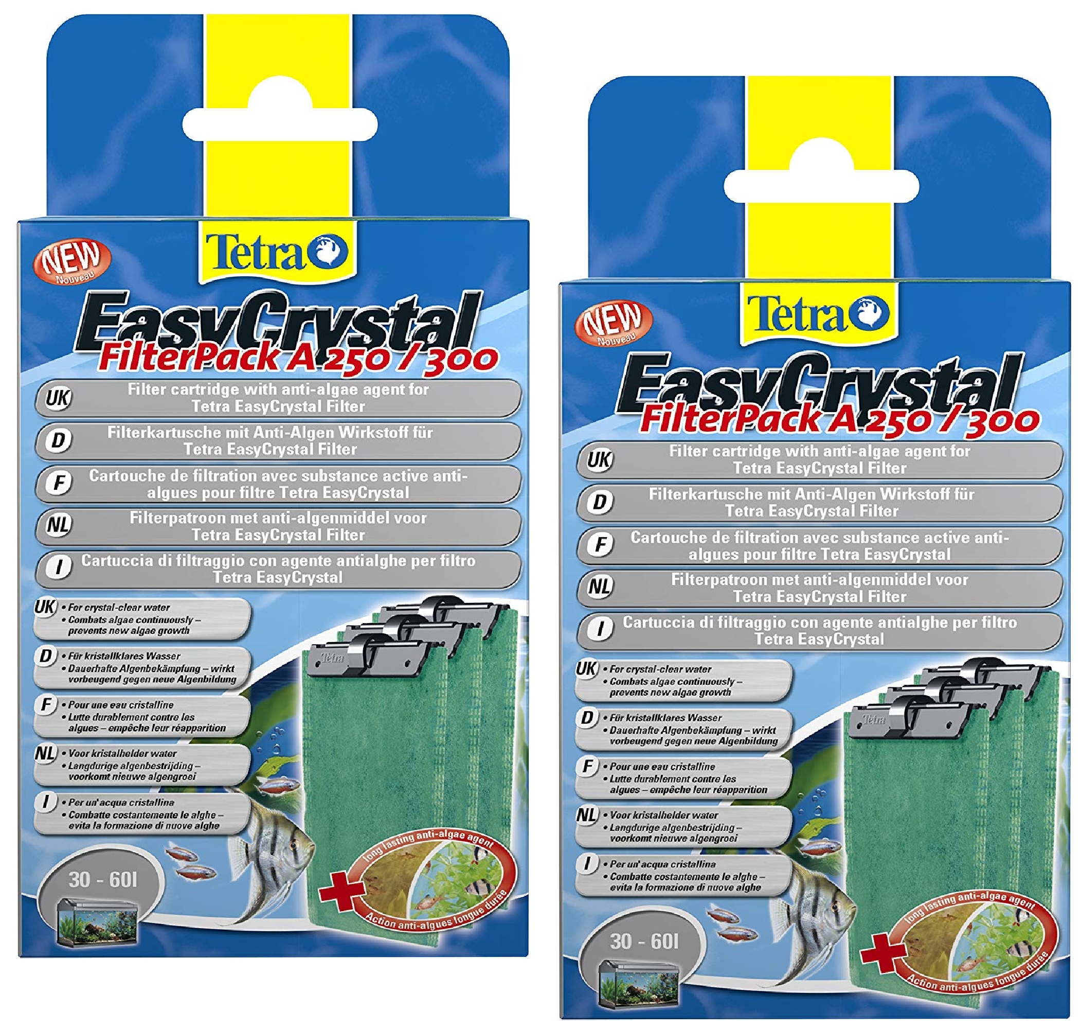 Tetratec EasyCrystal Filter A 250/300 60L. 3erPack mit Anti-Algen Wirkstoff Doppelpack