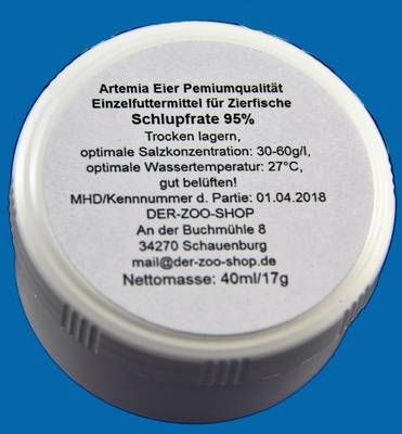 SANDERS Artemia Eier  40ml/17g abgefüllt aus Großgebinde